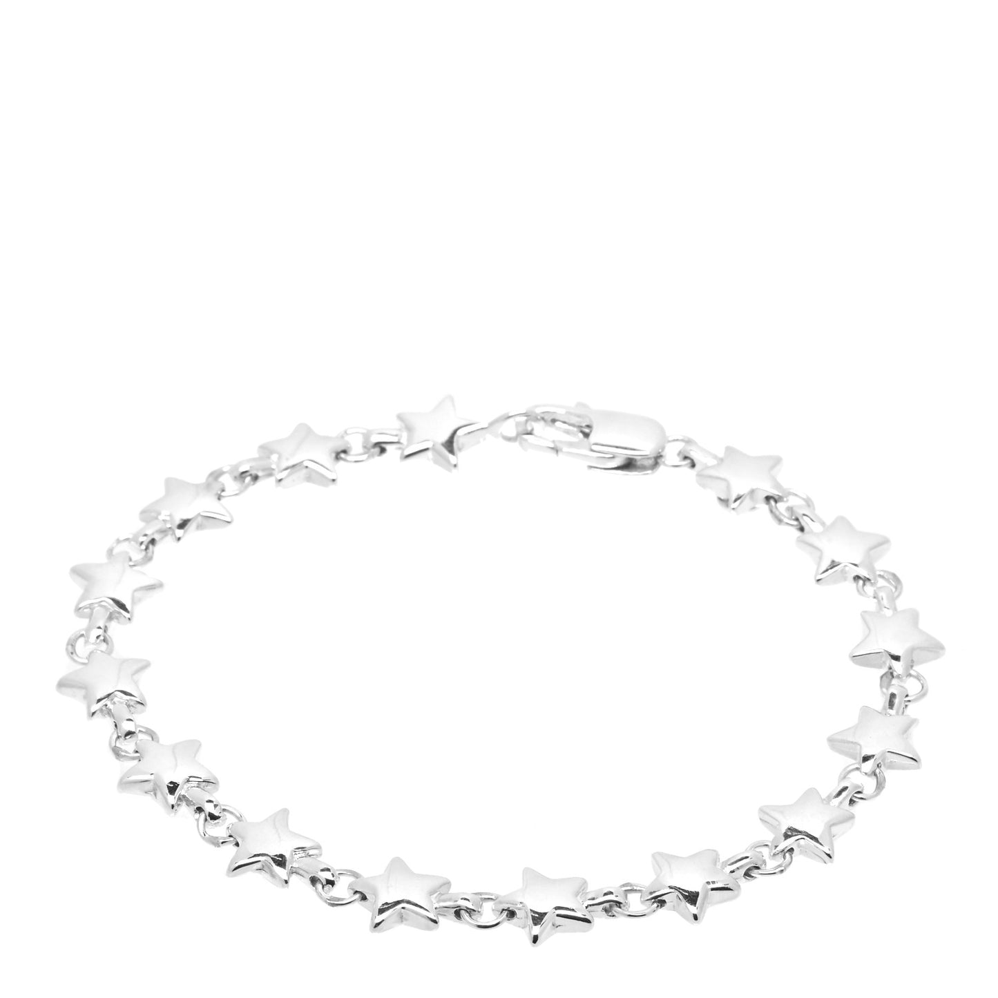 Sterling Silver Chain of Stars Bracelet