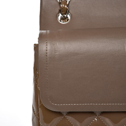 Chanel Patent Quilted Jumbo Double Flap Dark Beige 13 of 14
