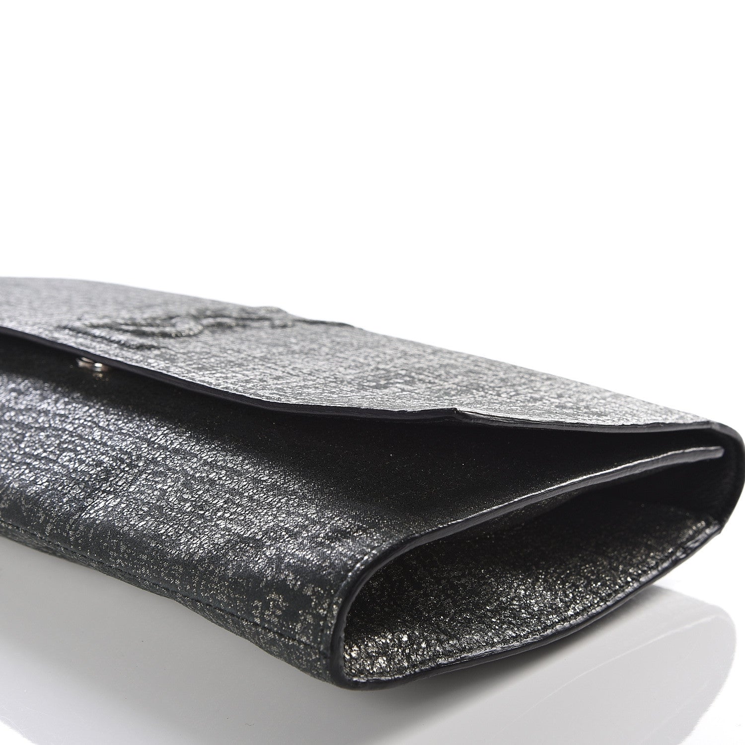 Saint Laurent Metallic Textured Large Belle De Jour Clutch Dark Silver 6 of 8