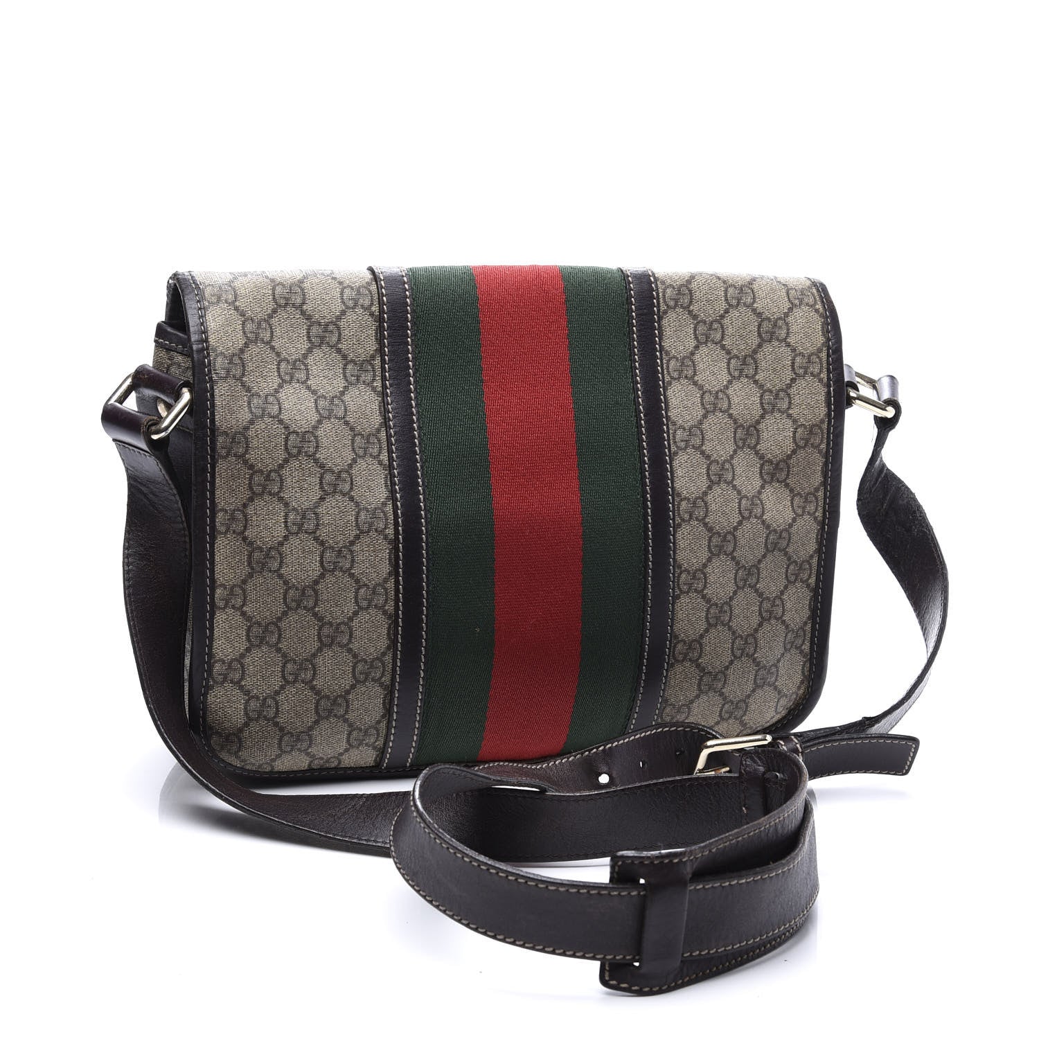 Gucci GG Plus Monogram Web Medium Flap Messenger Beige Dark Brown 2 of 11
