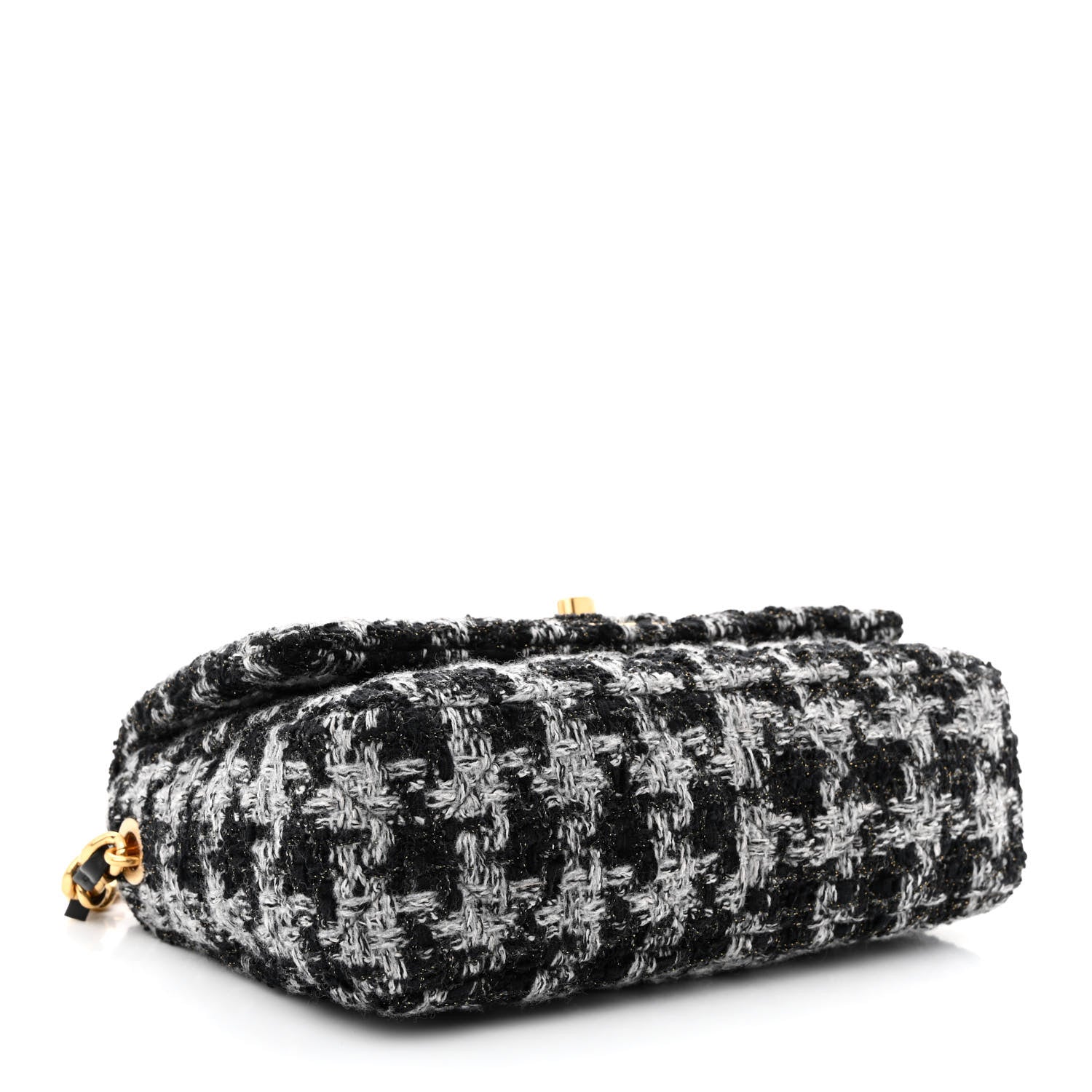 Chanel Wool Tweed Quilted Elegant Chain Flap Black Grey 4 of 11