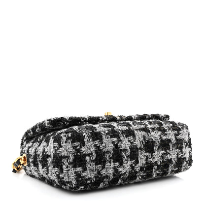 Chanel Wool Tweed Quilted Elegant Chain Flap Black Grey 4 of 11