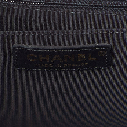 Chanel Aged Calfskin Chevron Quilted Large Shopping Tote Black 9 of 10