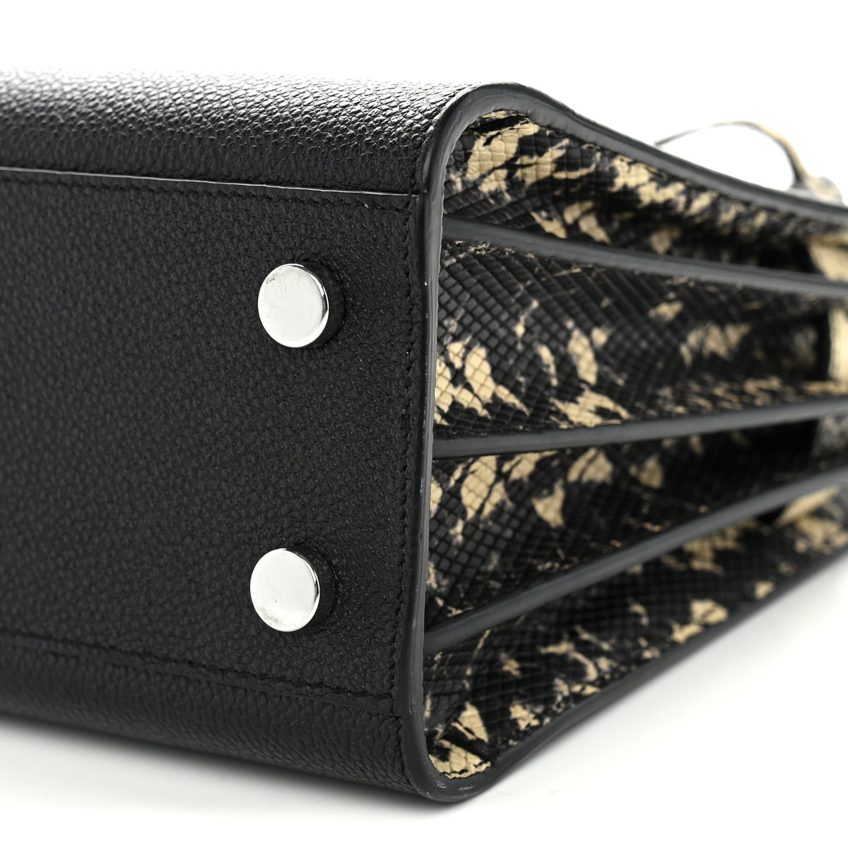 Grained Calfskin Python Embossed Nano Sac De Jour Black