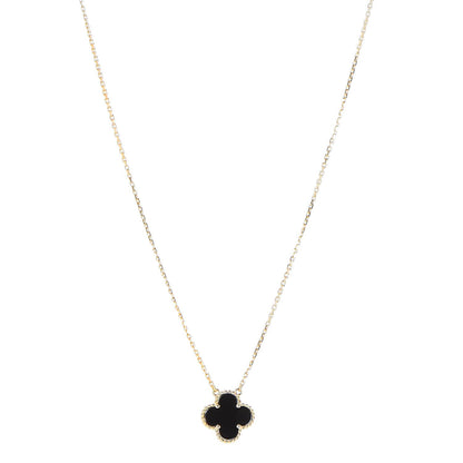 Van Cleef & Arpels 18K Yellow Gold Black Onyx Vintage Alhambra Pendant Necklace 1 of 7