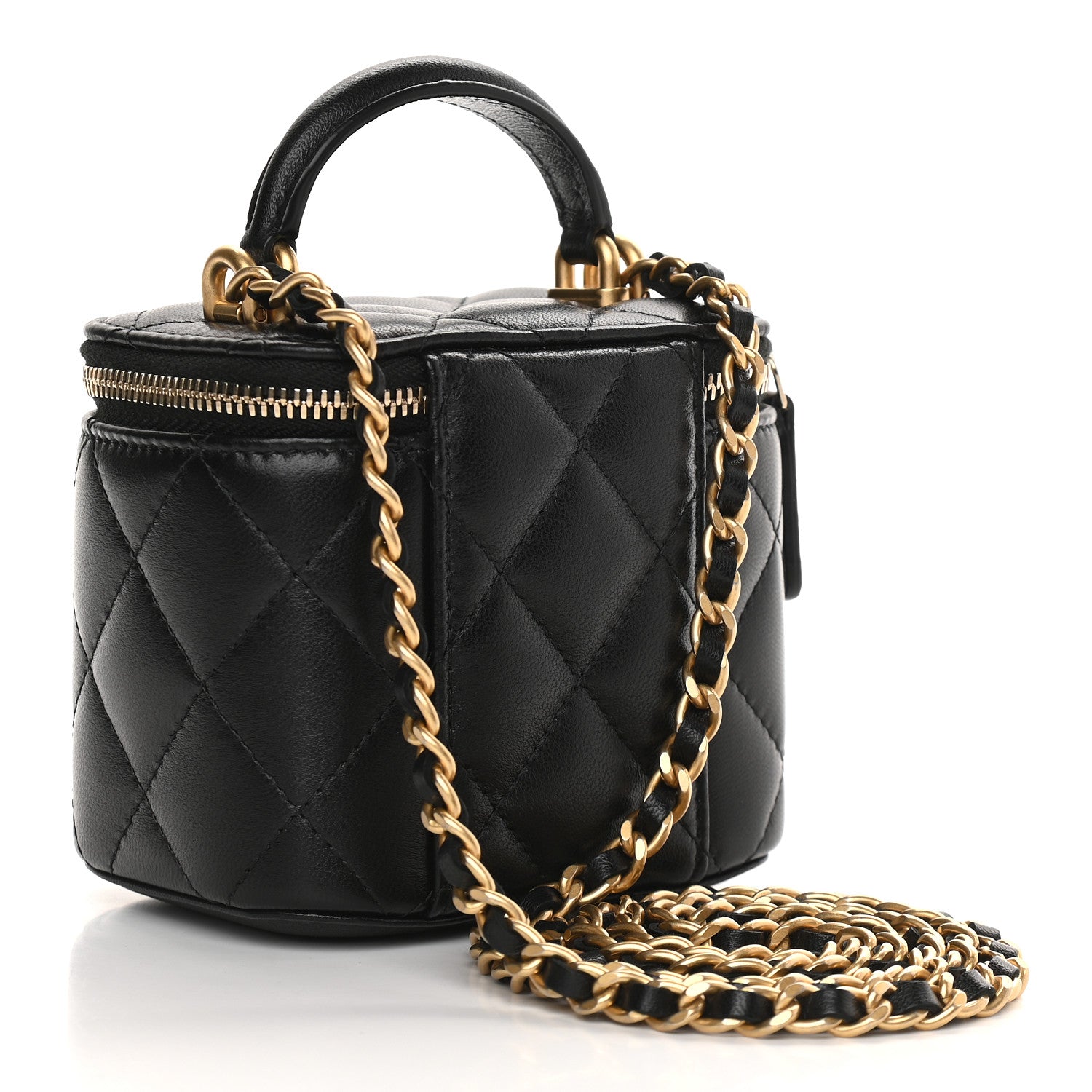 Chanel Lambskin Quilted Top Handle Mini Vanity Case With Chain Black 3 of 9