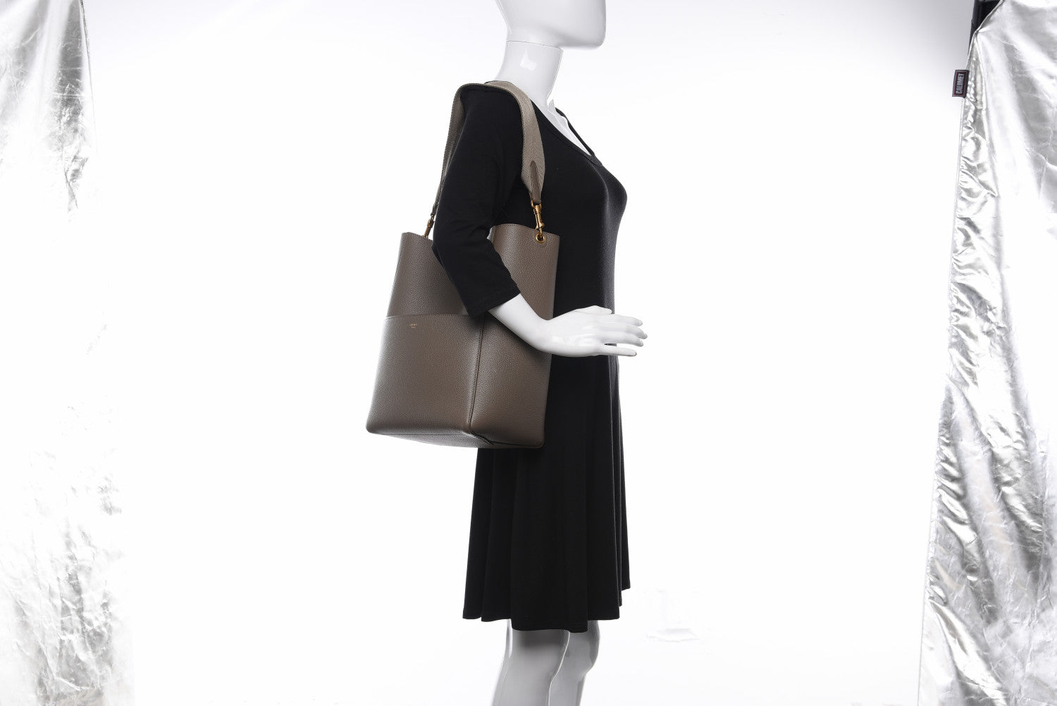 Celine Soft Grained Calfskin Sangle Bucket Bag Taupe 2 of 10