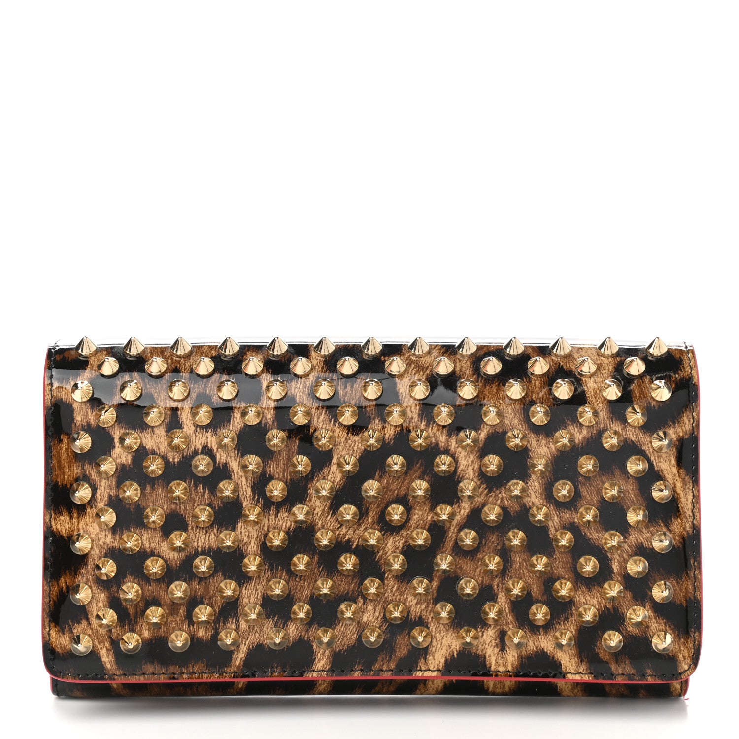 Christian Louboutin Patent Spiked Macaron Flap Wallet Leopard 2 of 10