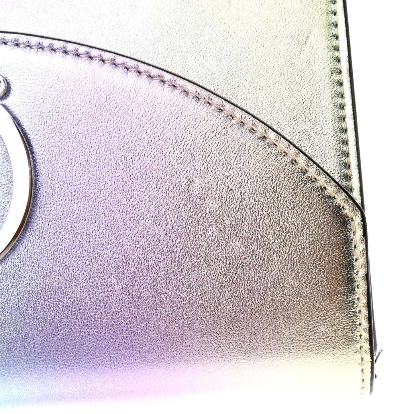 Iridescent Calfskin Loubi54 Crossbody Clutch Silver