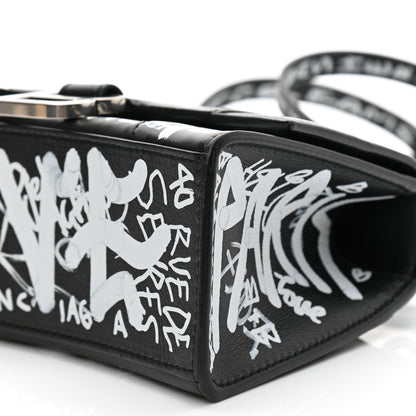 Balenciaga Smooth Calfskin Graffiti Hourglass Top Handle Bag XS Black White 10 of 10