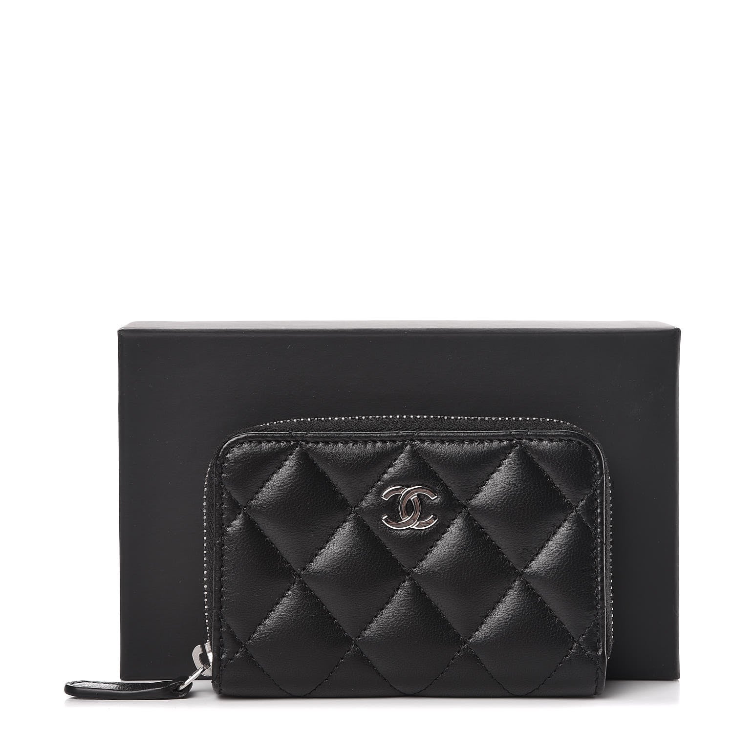 Chanel Lambskin Quilted Zip Coin Purse Black 8 of 8