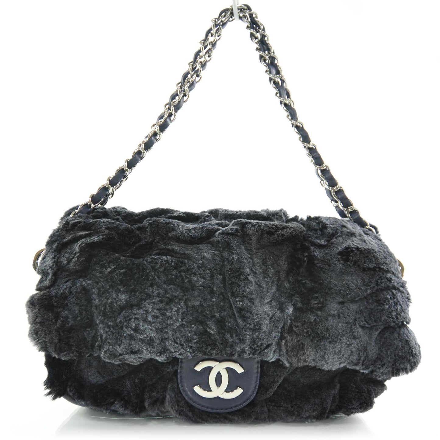 Lapin Rabbit Fur Flap Blue