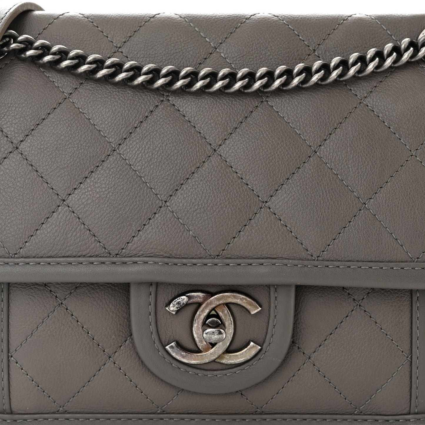 Calfskin Quilted Mini French Riviera Flap Grey