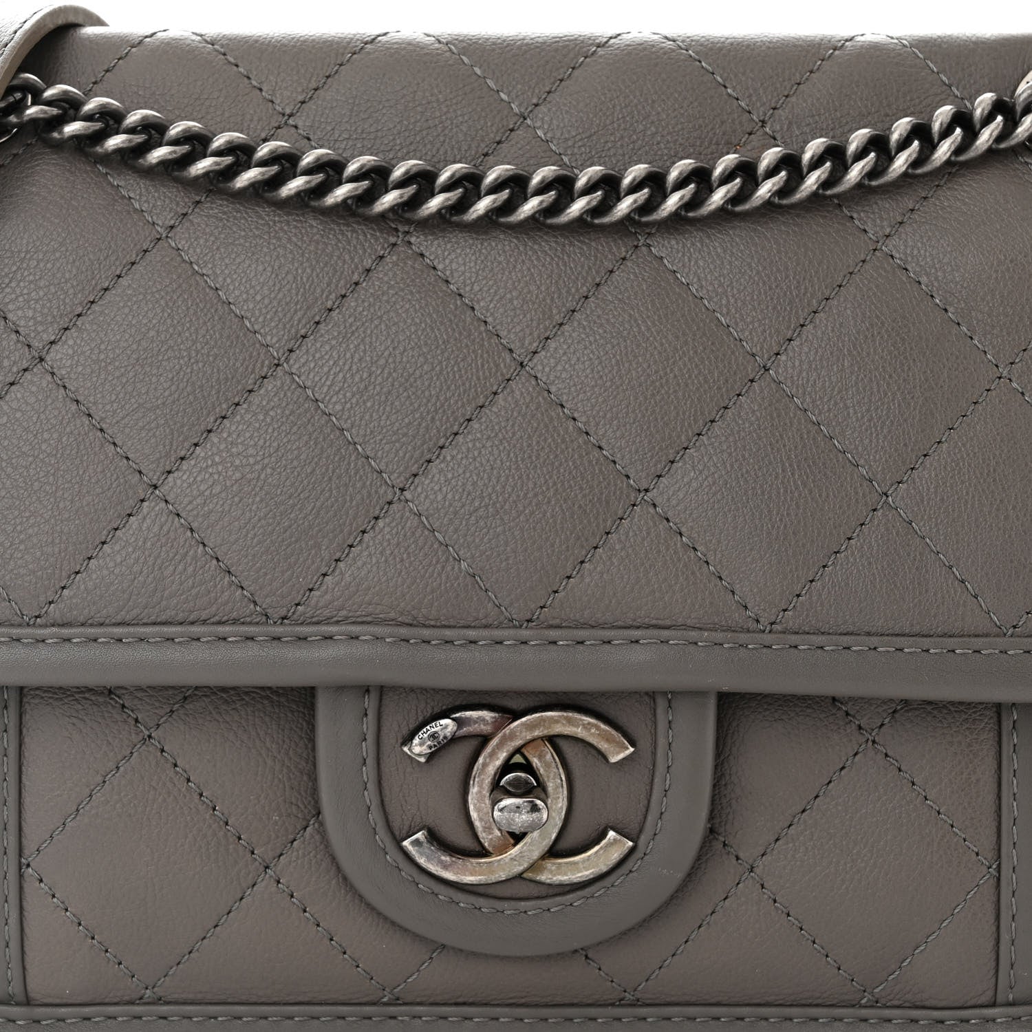 Chanel Calfskin Quilted Mini French Riviera Flap Grey 8 of 10
