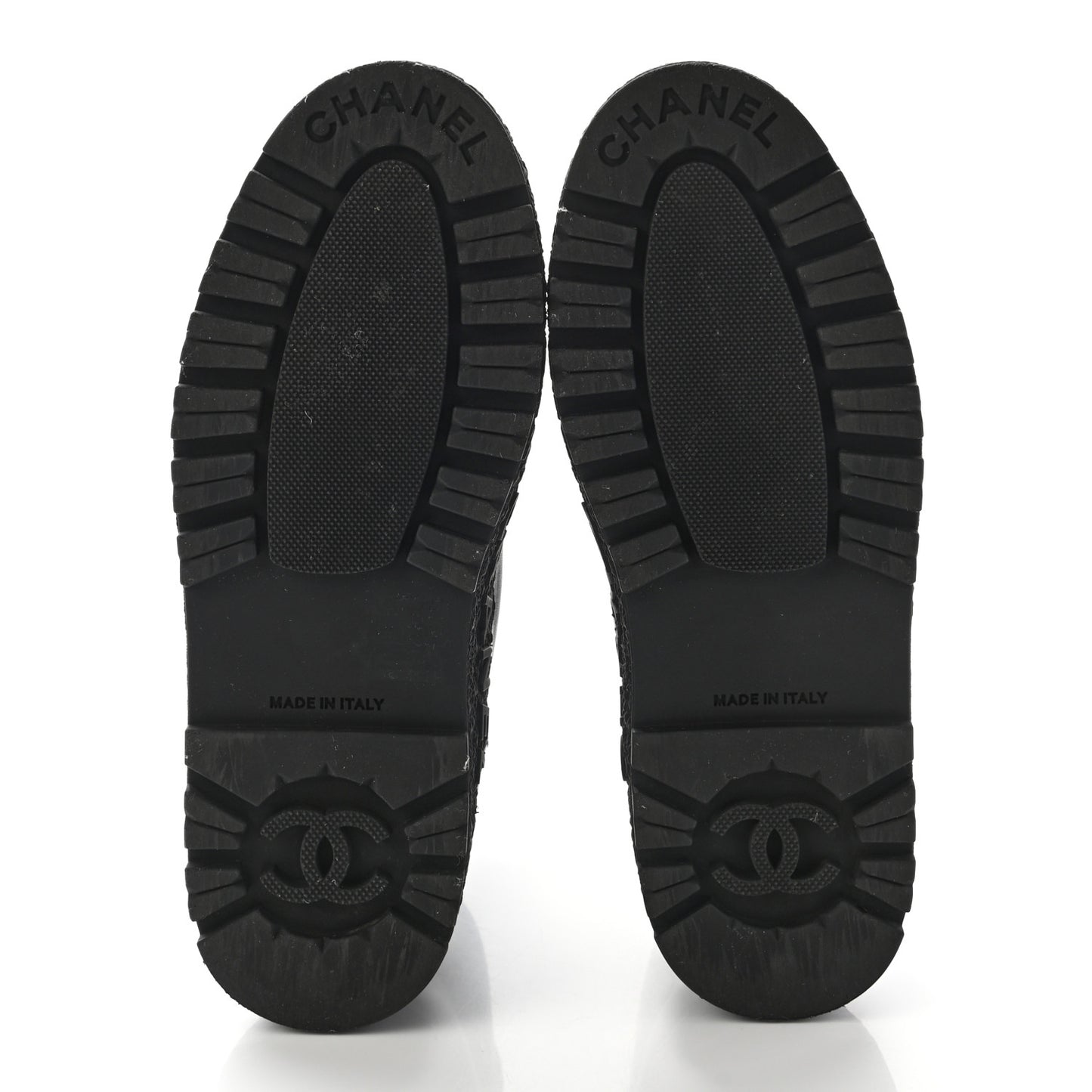 Calfskin CC Turnlock Lace Up Boots 35.5 Black
