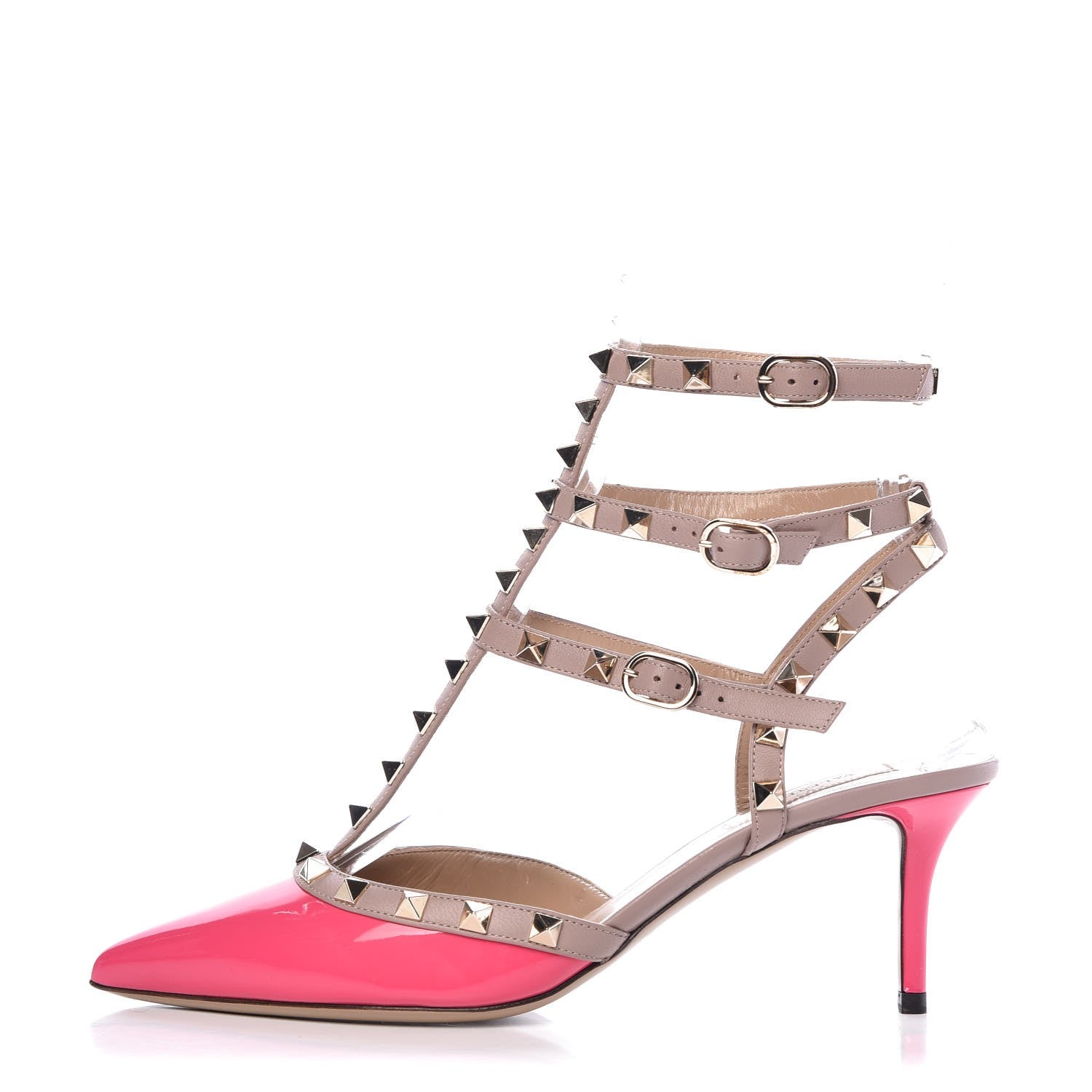 Valentino Garavani Patent Nappa Rockstud Ankle Strap 65mm Pumps 39 Peony Poudre 1 of 8