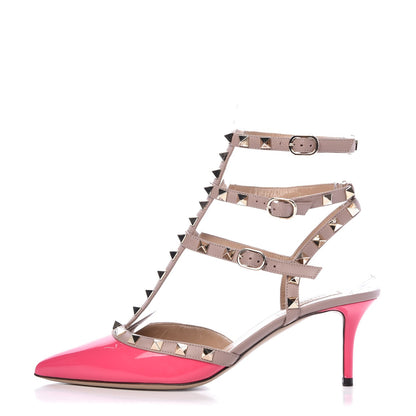 Valentino Garavani Patent Nappa Rockstud Ankle Strap 65mm Pumps 39 Peony Poudre 1 of 8