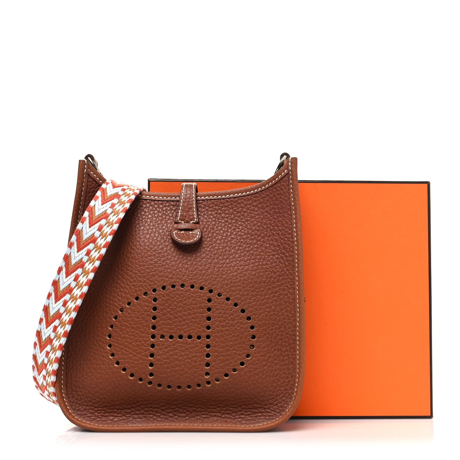 Hermes Taurillon Clemence Allegro Evelyne TPM Gold Cornaline White 11 of 11