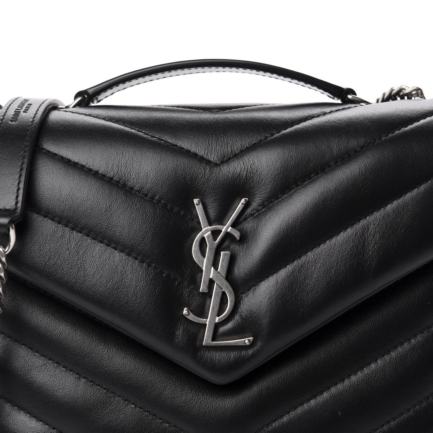 Saint Laurent Calfskin Y Quilted Monogram Small Loulou Chain Satchel Black 11 of 11