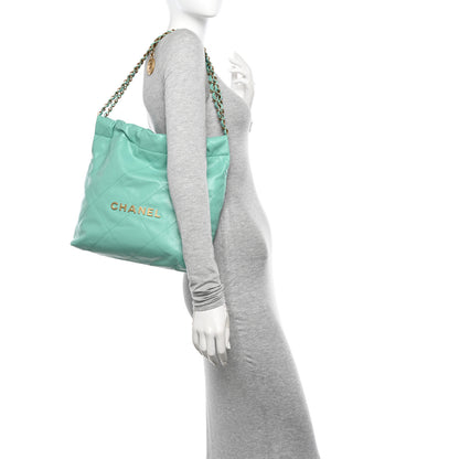 Chanel Shiny Calfskin Quilted Small Chanel 22 Light Blue 2 of 12