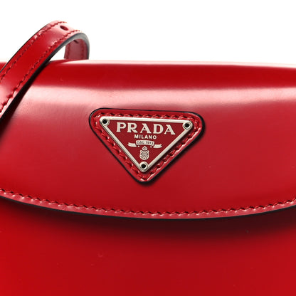 Prada Spazzolato Mini Cleo Flap Adjustable Strap Shoulder Bag Scarlatto Black 7 of 10
