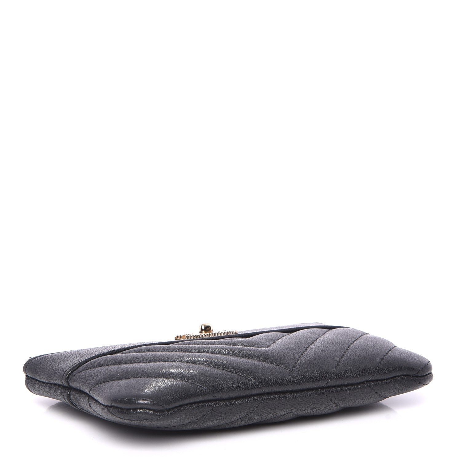 Chanel Sheepskin Chevron Quilted Small Vintage Mademoiselle Cosmetic Case Black 4 of 8