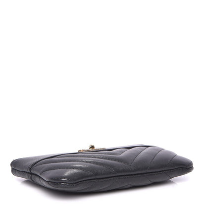 Chanel Sheepskin Chevron Quilted Small Vintage Mademoiselle Cosmetic Case Black 4 of 8