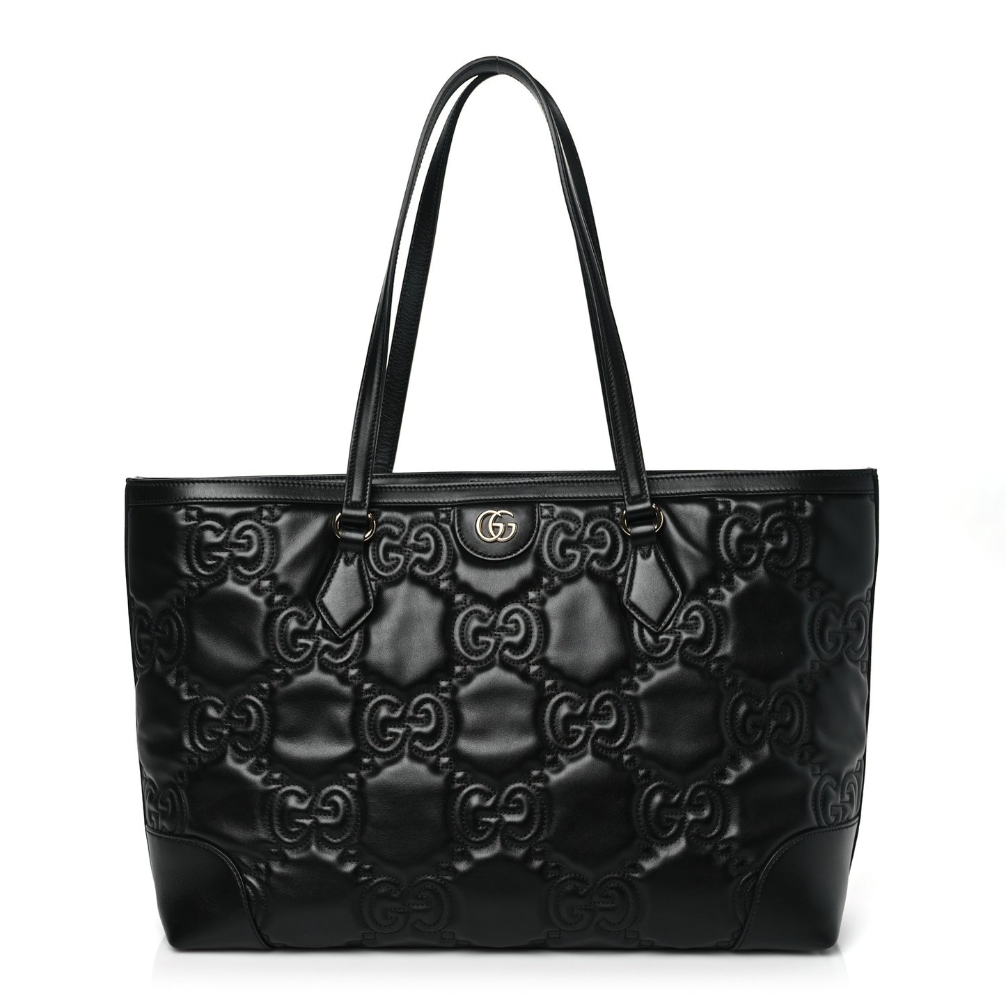 Calfskin GG Matelasse Medium Ophidia Shopping Tote Black