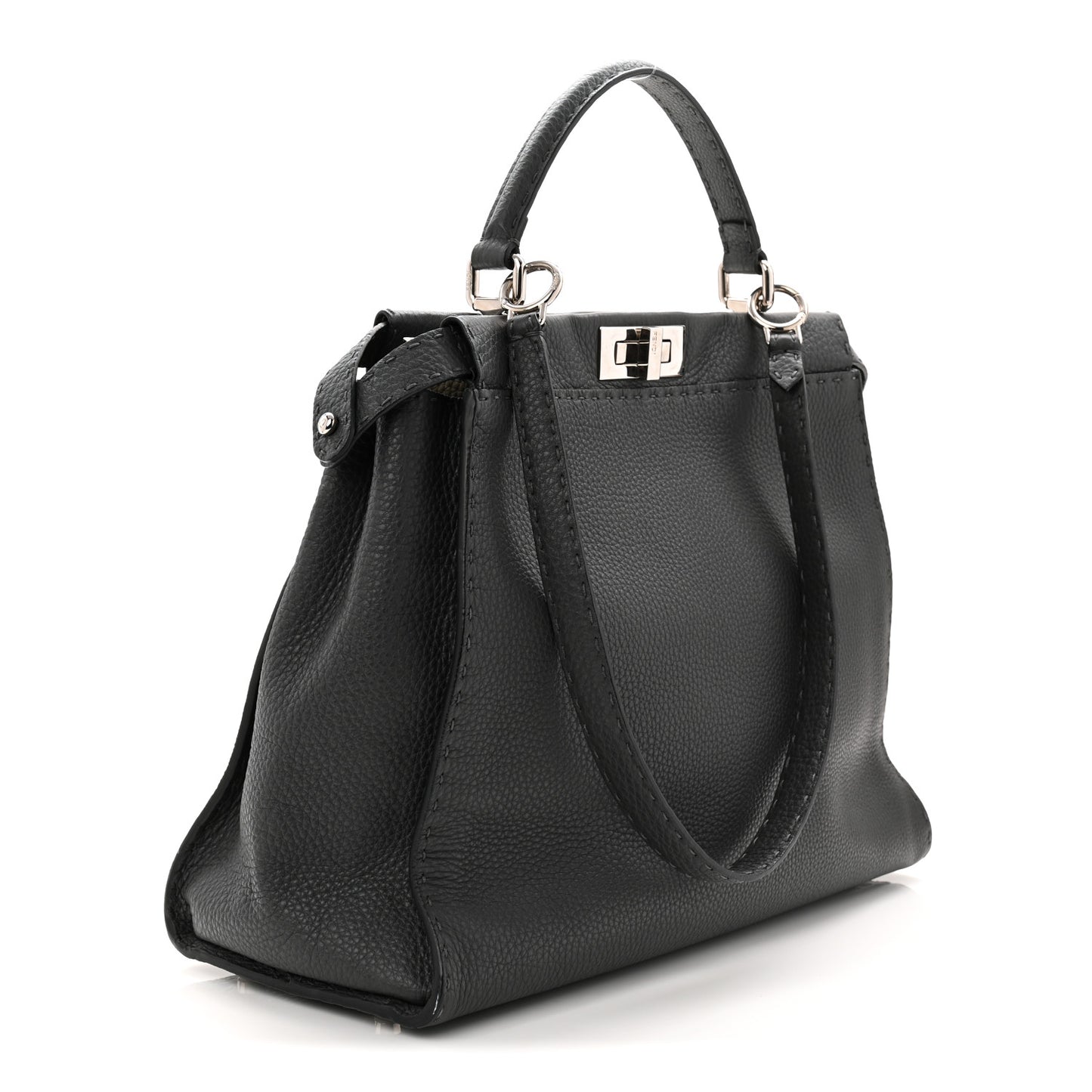Cuoio Romano Selleria Bi-Color Large Peekaboo Iconic Satchel Asfalto Latte