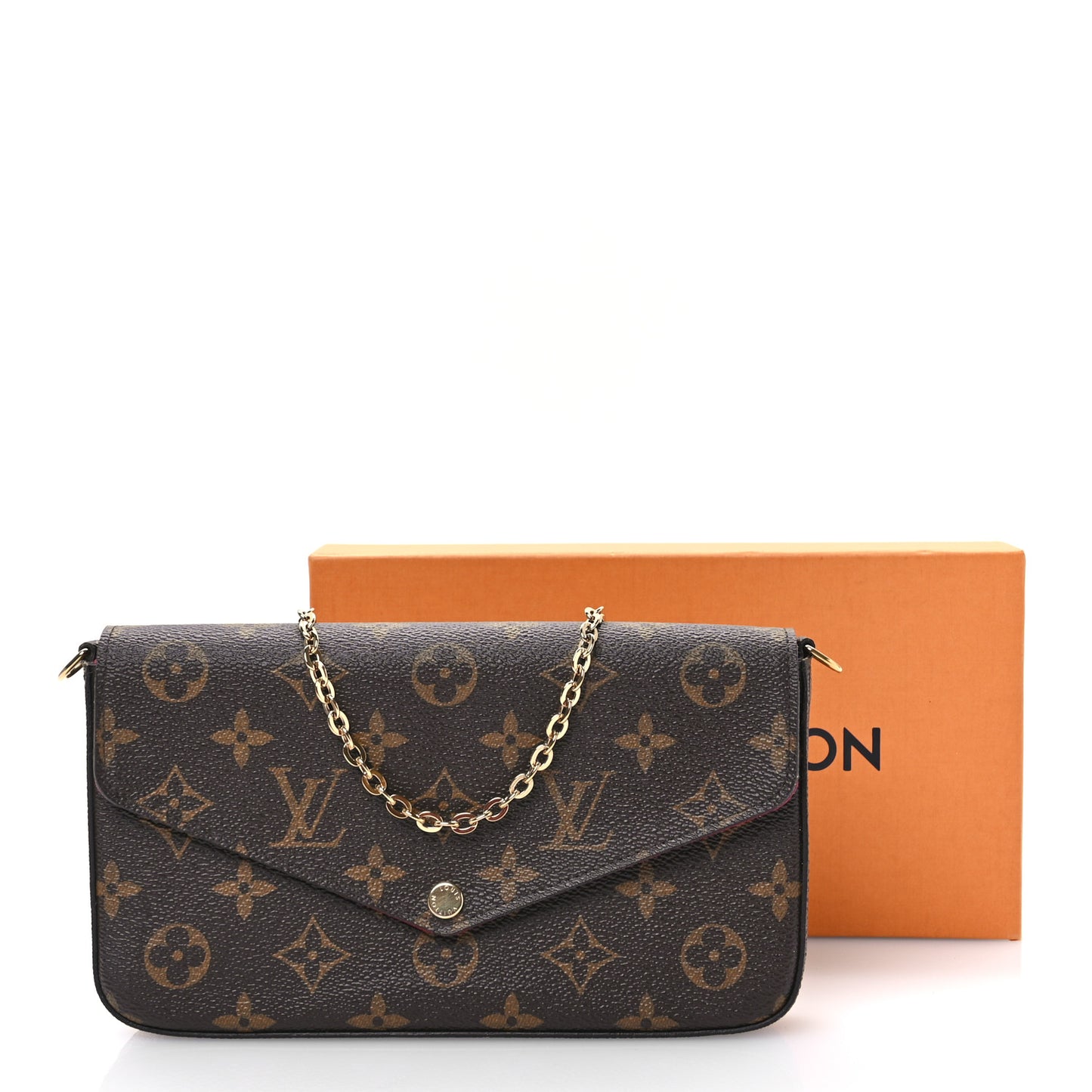 Monogram Pochette Felicie Chain Wallet Fuchsia