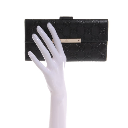 Gucci Guccissima Margaux Calfskin Metal Bar Continental Flap Wallet Chocolate 2 of 8