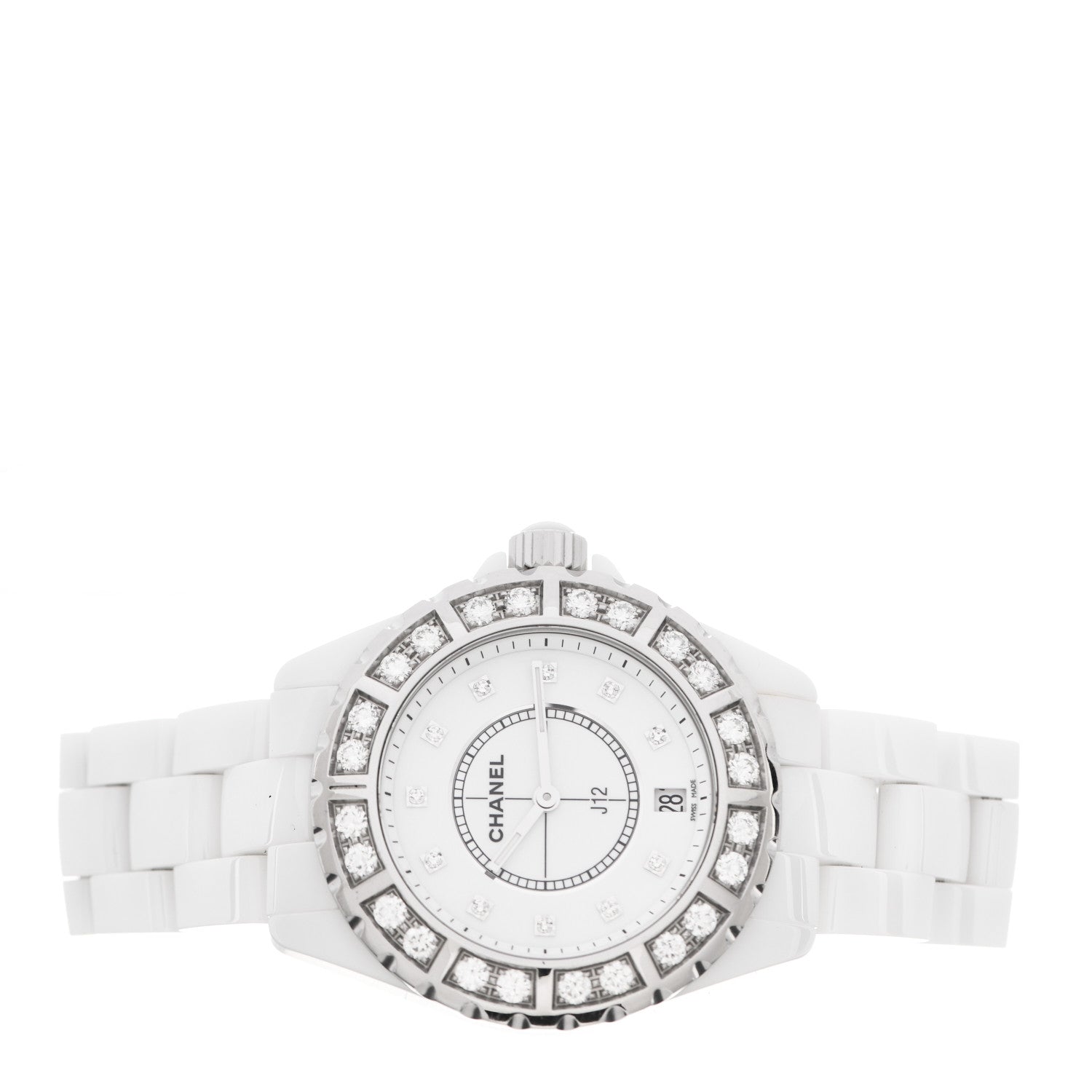 Chanel Stainless Steel Ceramic Diamond Bezel 38mm J12 Quartz Watch White 2 of 5