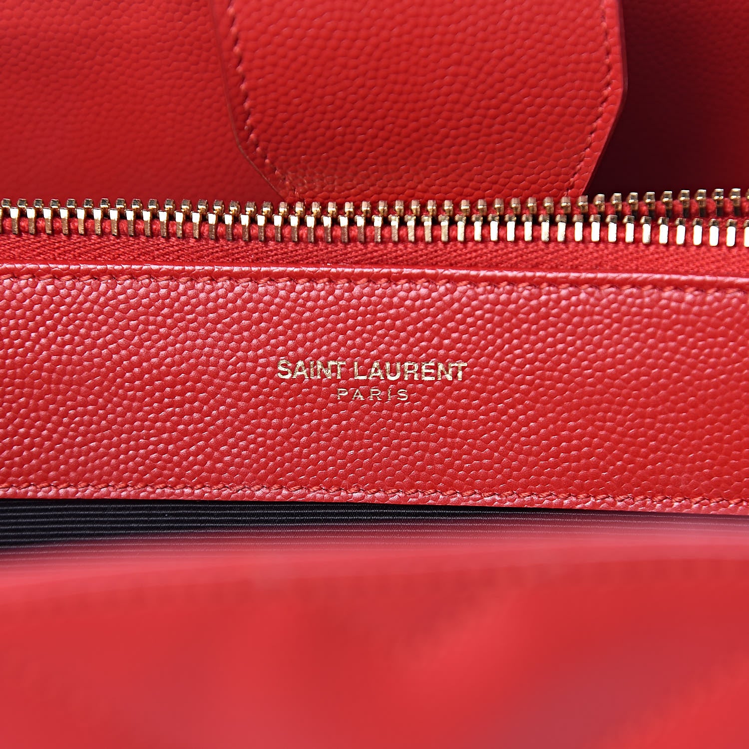 Saint Laurent Grain De Poudre Matelasse Chevron Monogram Shopping Bag Red 6 of 11