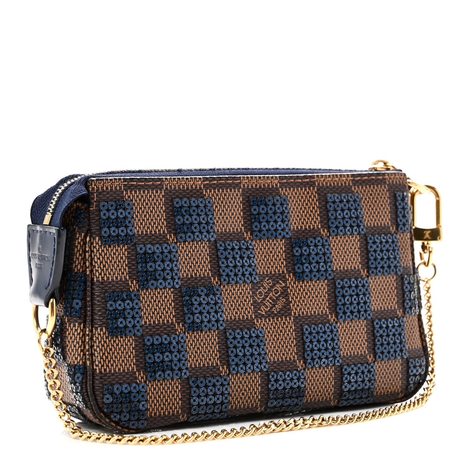 Louis Vuitton Damier Paillettes Mini Pochette Accessories Blue 2 of 8