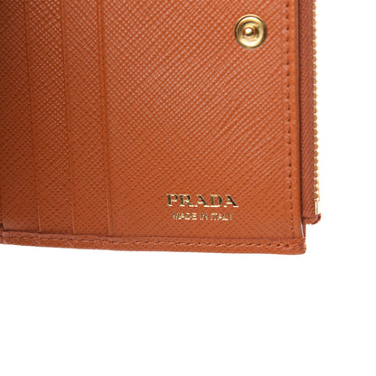 Prada Saffiano Zip Top Compact Wallet Papaya 6 of 7