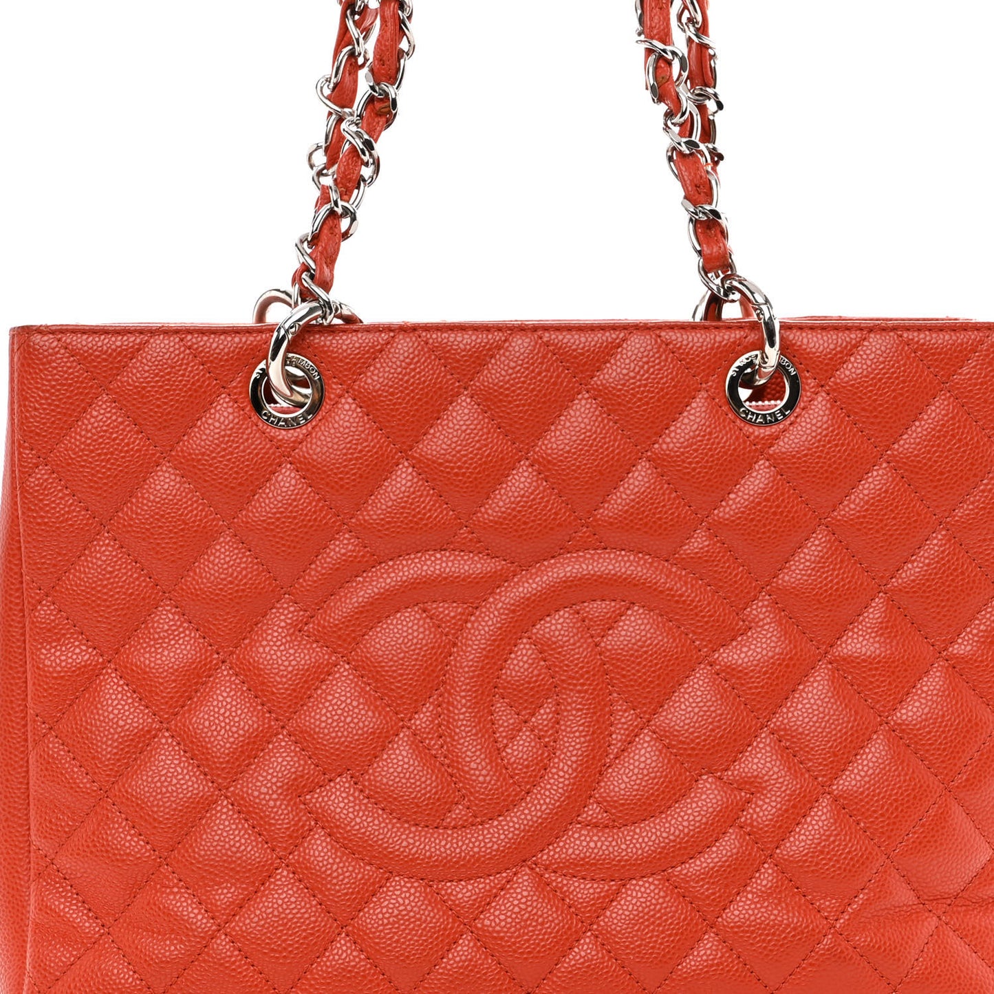 Caviar Quilted Grand Shopping Tote GST Orange