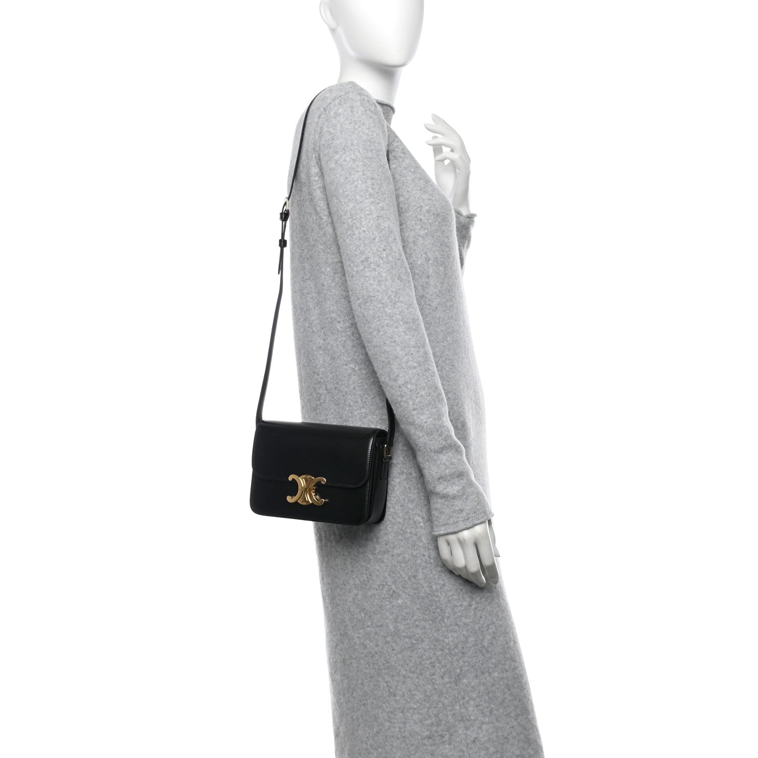 Celine Shiny Calfskin Teen Triomphe Black 2 of 11