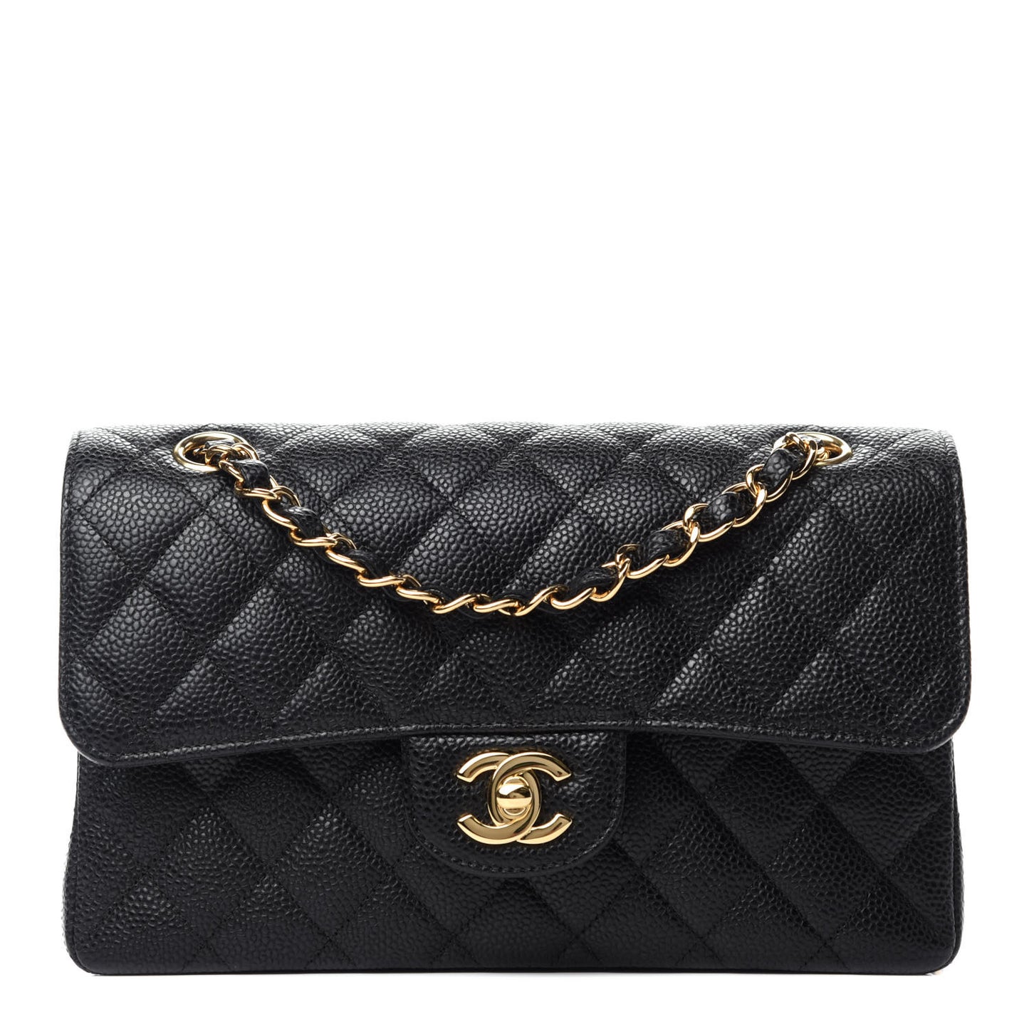 Caviar Quilted Small Double Flap Black