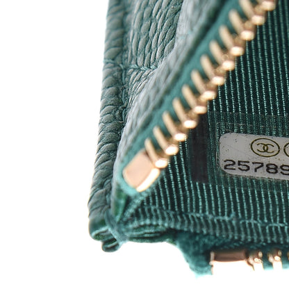 Chanel Metallic Caviar Quilted Classic Zip Pouch Green 6 of 8