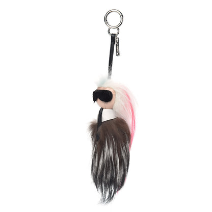 Fendi Mink Fox Goat Fur Mini Karlito Bag Charm Pink 1 of 4