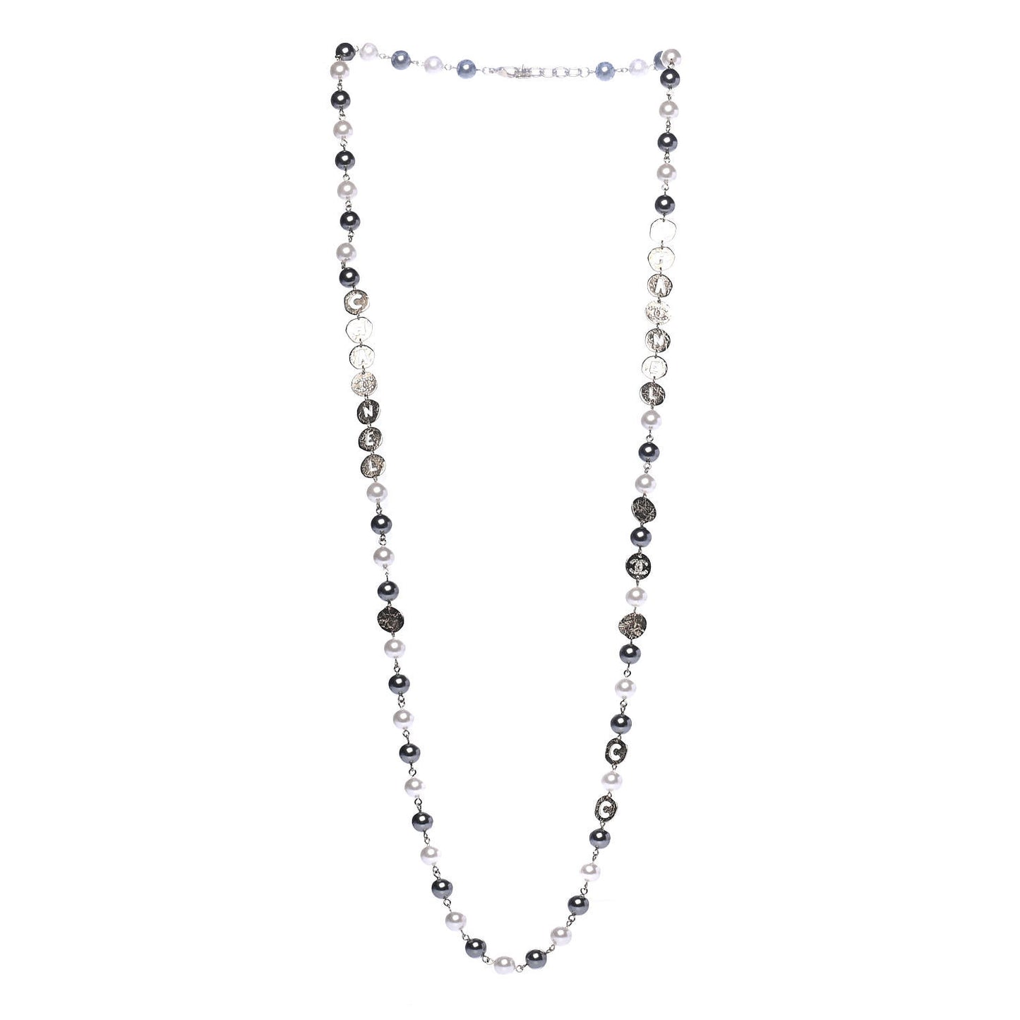 Pearl Papyrus Long Necklace Gold Pearly White Grey