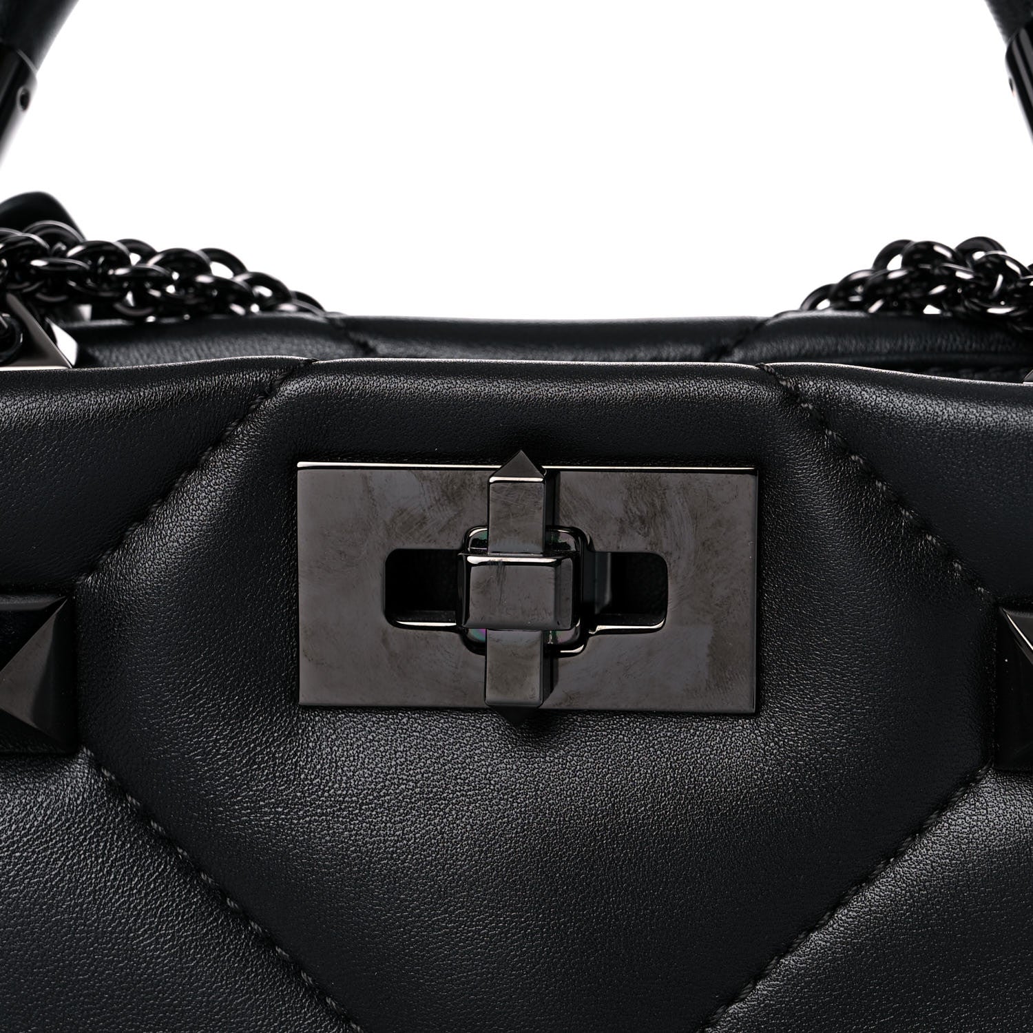 Valentino Garavani Nappa Monochrome Small Roman Stud The Handle Bag Black 10 of 11