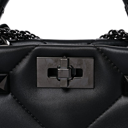 Valentino Garavani Nappa Monochrome Small Roman Stud The Handle Bag Black 10 of 11