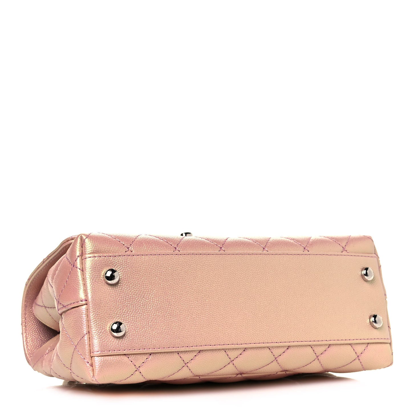 Iridescent Caviar Quilted Mini Coco Handle Flap Pink