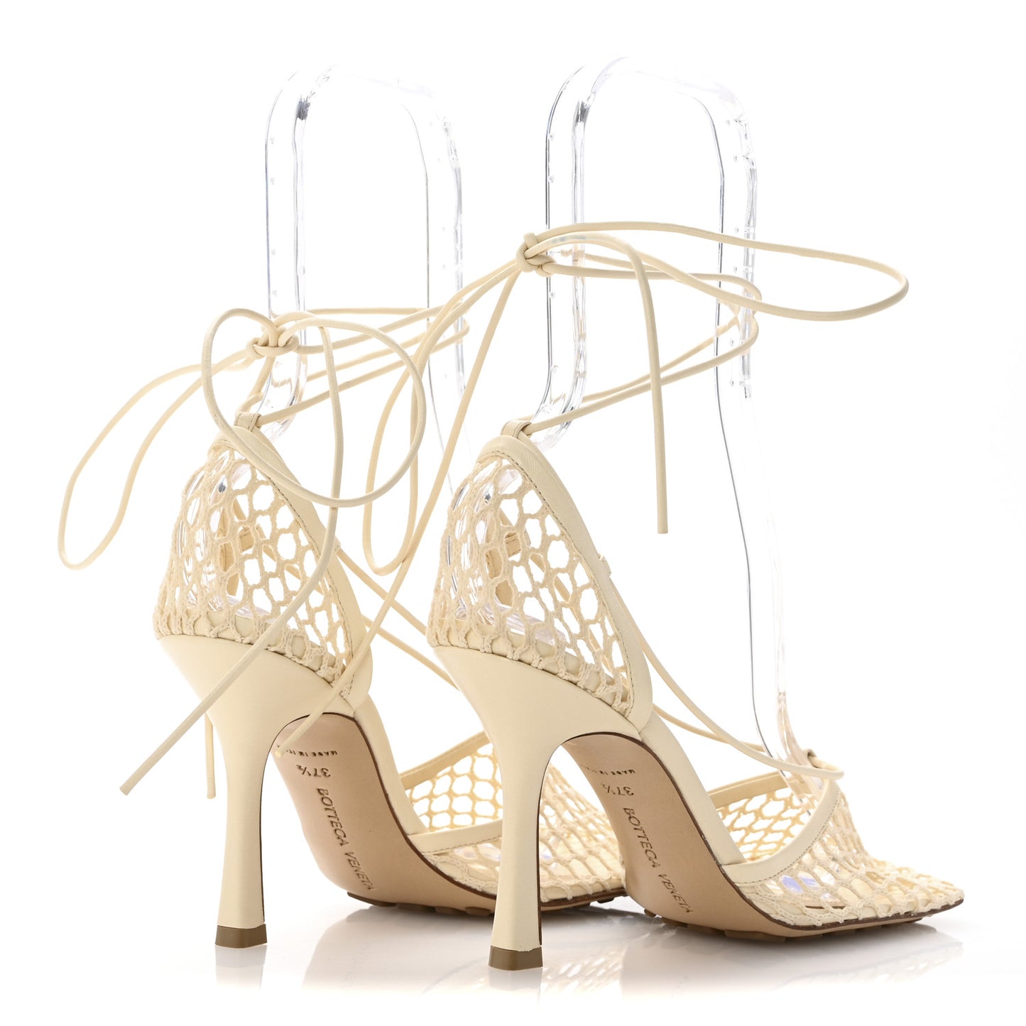 Mesh Nappa Stretch Ankle Tie Sandals 37.5 Toile
