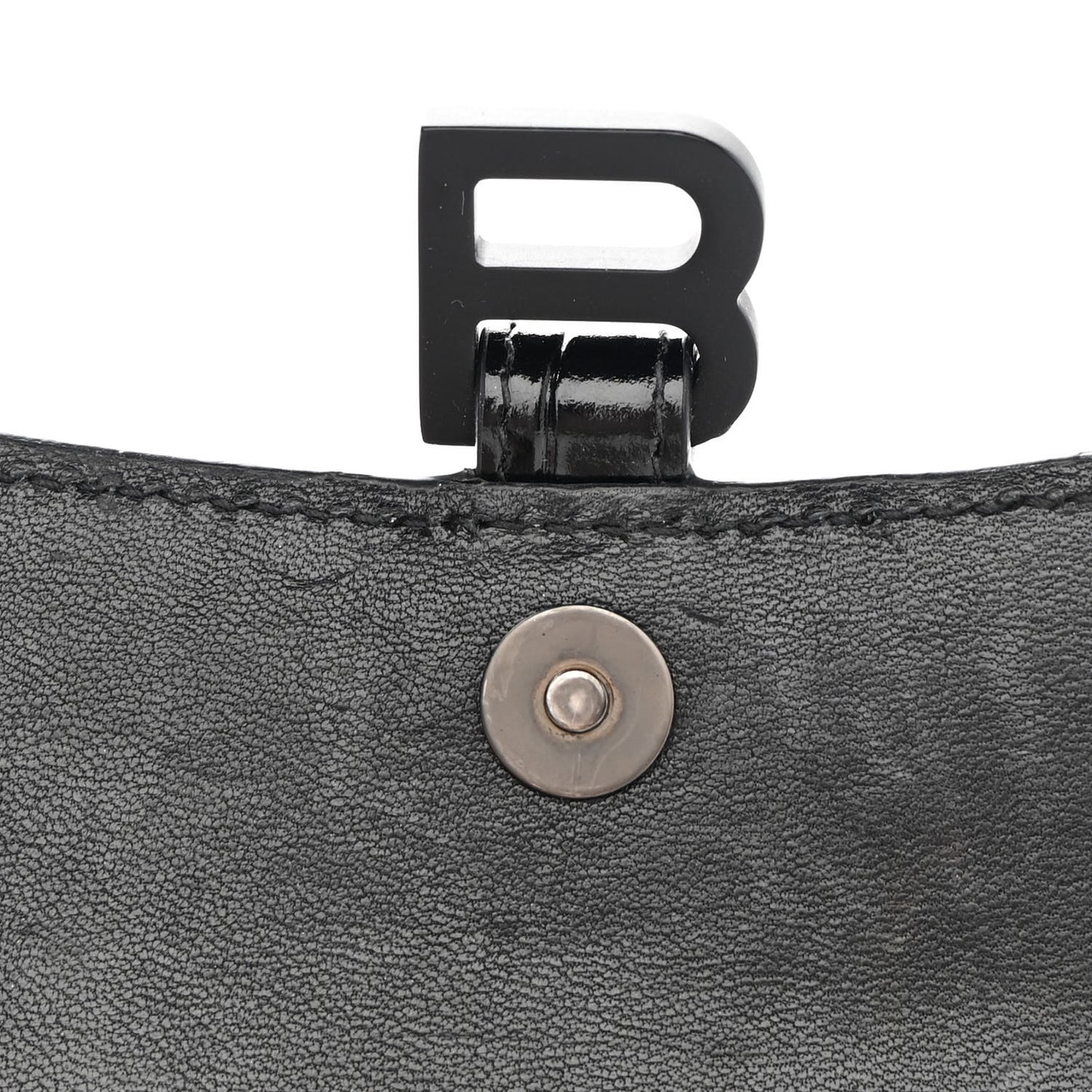 Shiny Calfskin Monochrome Crocodile Embossed Hourglass Top Handle Bag Mini Black