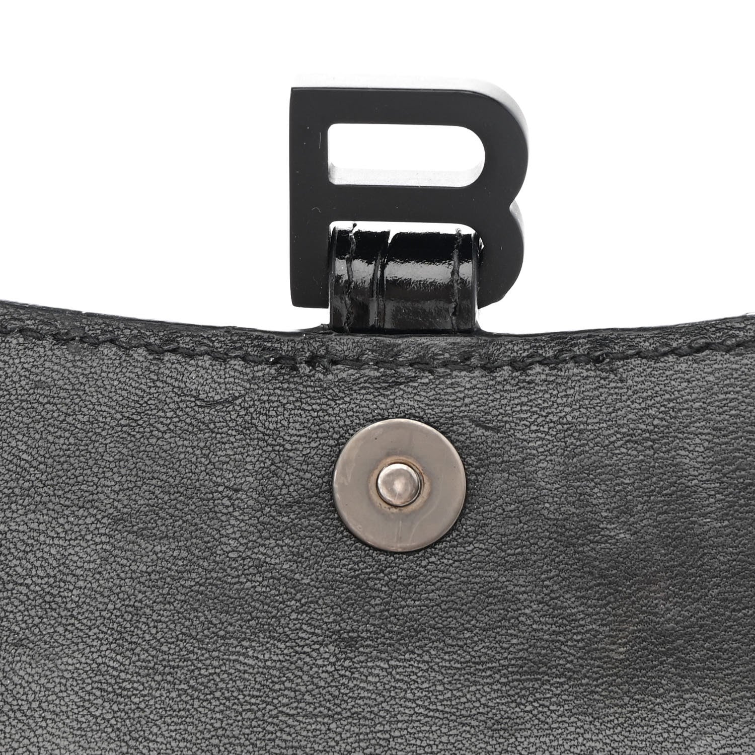 Balenciaga Shiny Calfskin Monochrome Crocodile Embossed Hourglass Top Handle Bag Mini Black 10 of 11