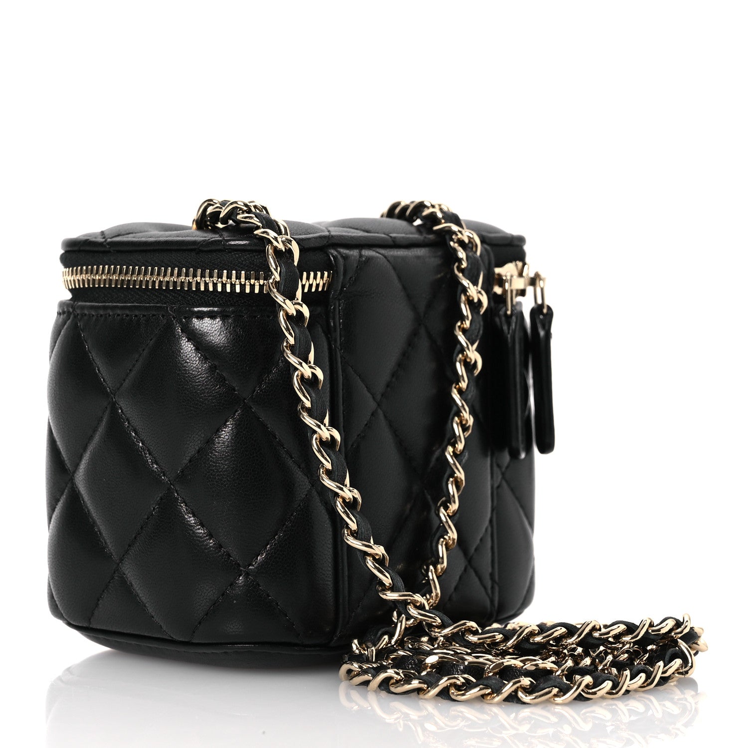 Chanel Lambskin Quilted Mini Vanity Case With Chain Black 3 of 11
