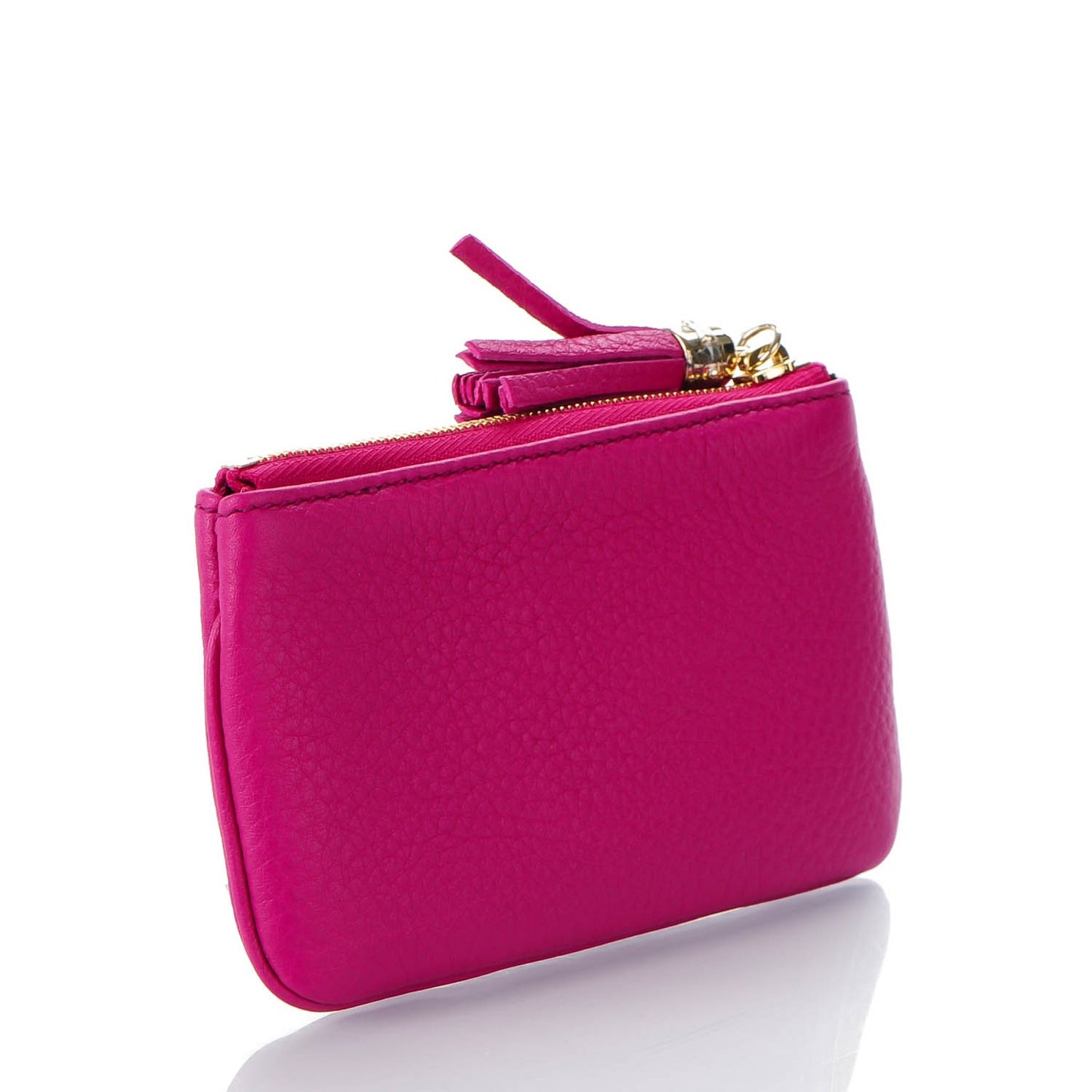 Pebbled Calfskin Soho Key Case Bright Bougainvillea