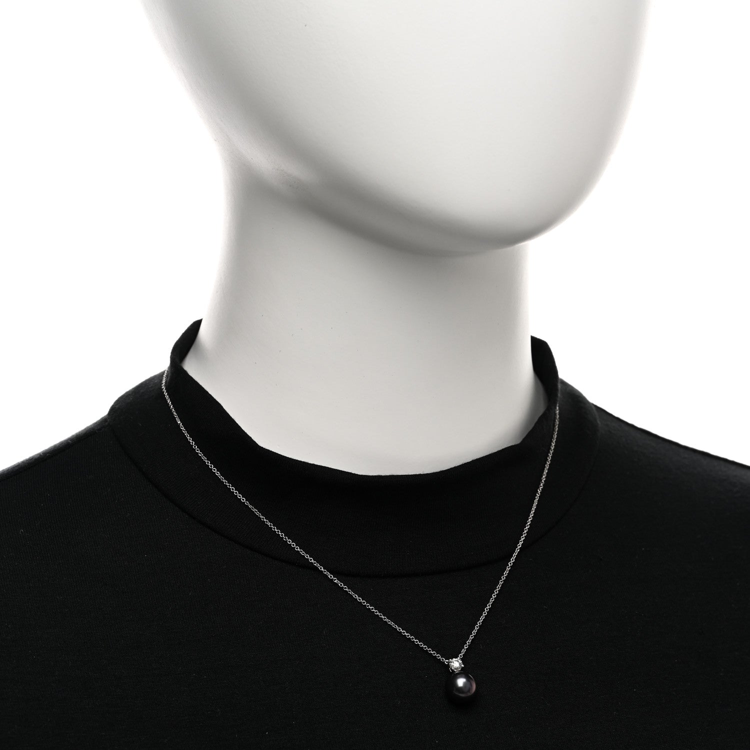 Tiffany 18K White Gold Diamond Tahitian Cultured Pearl Pendant Necklace 2 of 5